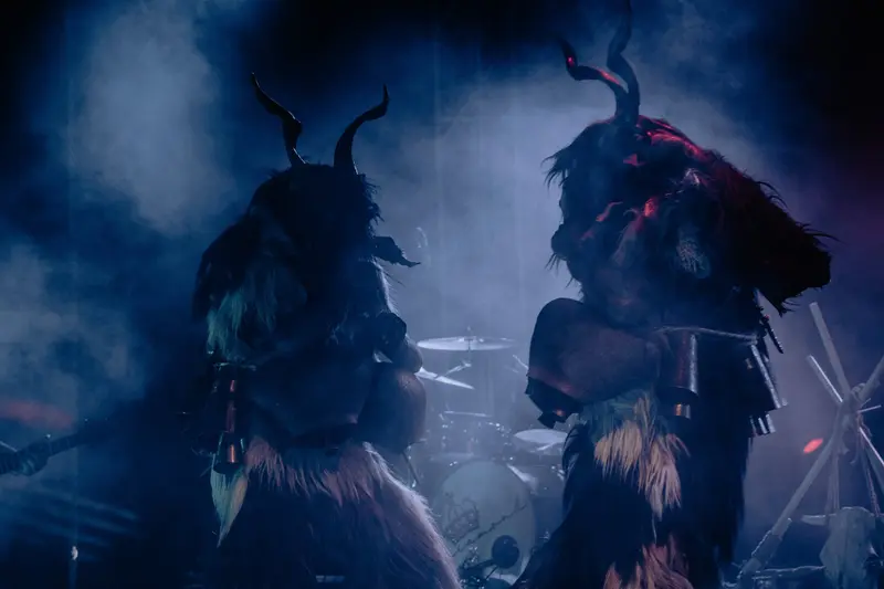 Horned Masked Figures Blue